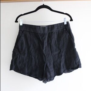100% linen exterior Classic Black Women's Shorts